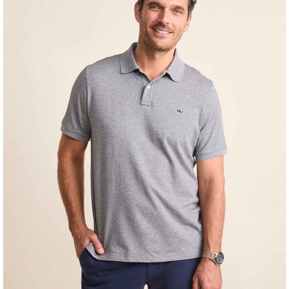 Vineyard Vines Gray Polo Shirt for Men- Med Slim Fit